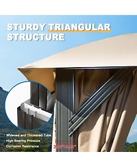 Gazebo 10x14FT, Outdoor with Double Roofs, Privacy Curtains, Mosquito Nettings, Heavy Duty Metal Frame Party Tent Canopy