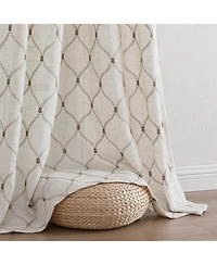Kate Aurora 1 Piece Vienna Lux Embroidered Linen Blend Semi Sheer Grommet Window Curtain Panel - 84 in. Long