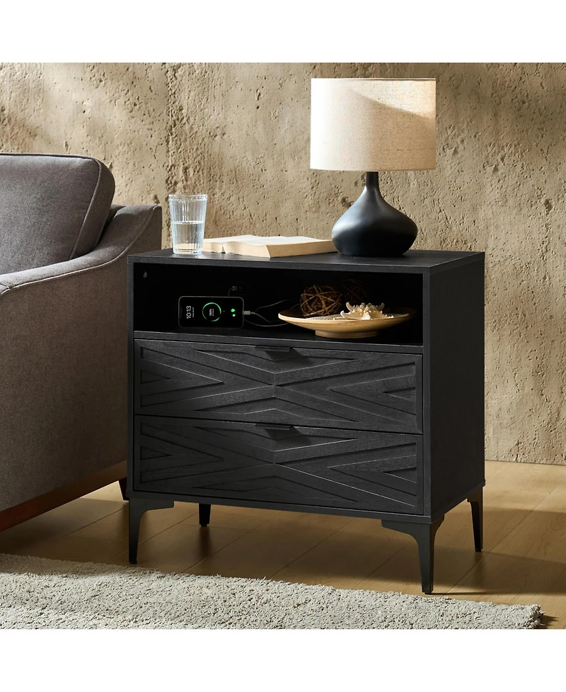 Auguste 2-Drawer Nightstand with Charging Port