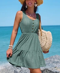 Cupshe Women's Breezy Crochet Lace Tiered Beach Cover Up Dress