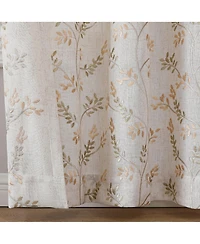 Kate Aurora 1 Piece Vanessa Floral Embroidered Linen Blend Semi Sheer Grommet Window Curtain Panel
