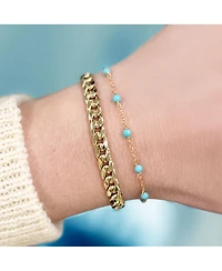 The Lovery Turquoise Bead Chain Bracelet 14K Gold
