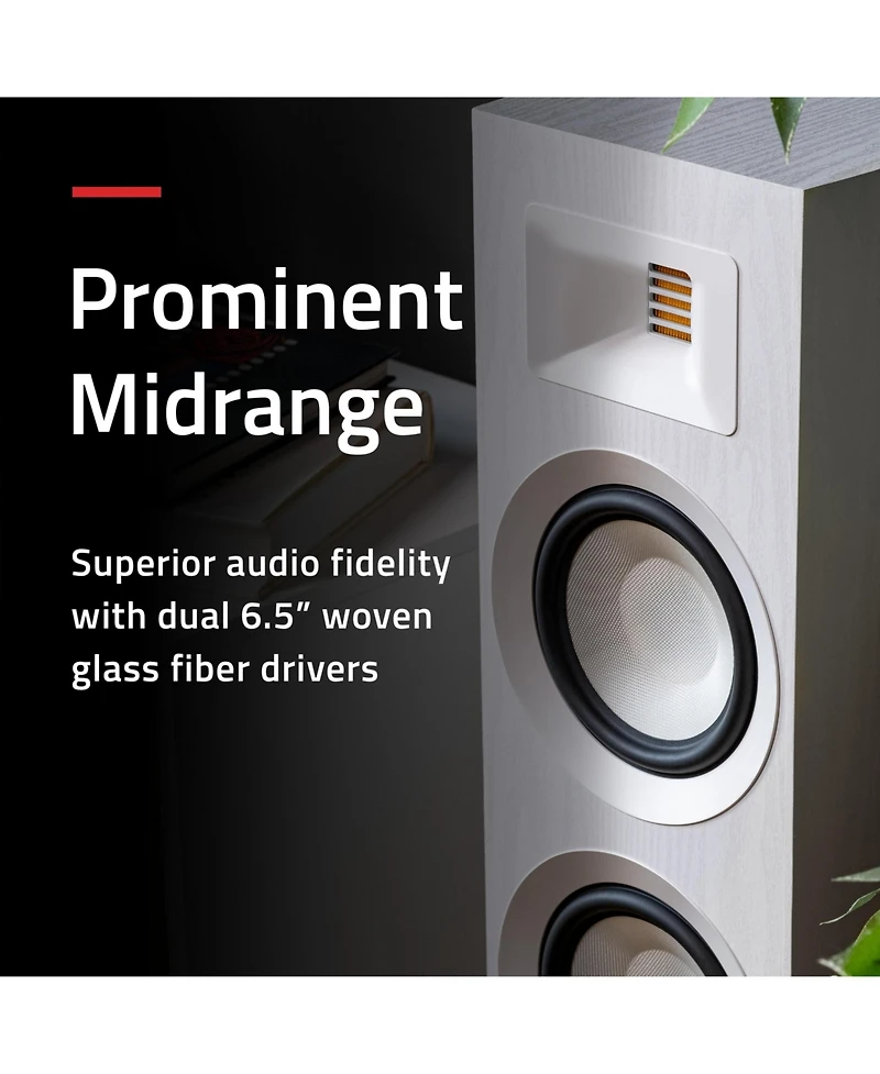 Fluance Ri91 Reference Stereo Powered Floorstanding Tower Speakers with High Performance Amt Tweeters, 2x6.5" Drivers, 150W Amplifier for Turntable, T