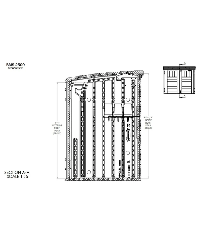 Suncast BMS2500 53 x 31.5 x 45.5" Horizontal Resin Outdoor Storage Shed w/ Floor