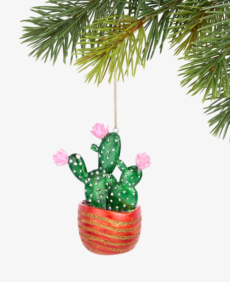 Holiday Lane Eclectic Charm Glass Potted Cactus Ornament, Macy's Exclusive