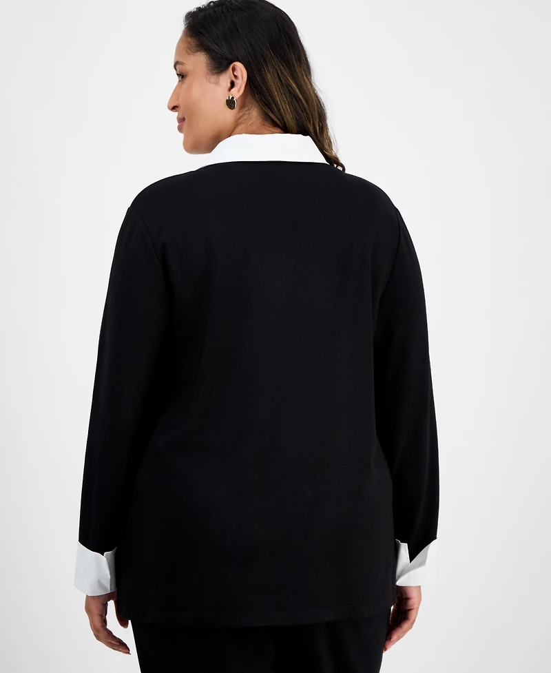 Jones New York Plus Size Serenity Knit Two-Fer Sweater