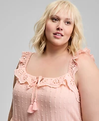 And Now This Trendy Plus Eyelet Cotton Sleeveless A-Line Dress, Exclusively at Macy's