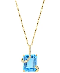 Effy Blue Topaz (8-1/3 ct. t.w.) & Diamond (1/10 ct. tw.) Wrap Pendant Necklace in 14k Gold, 17" + 1" extender