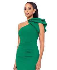 Betsy & Adam Women's Asymmetric Ruffled Sleeveless Sheath Dress