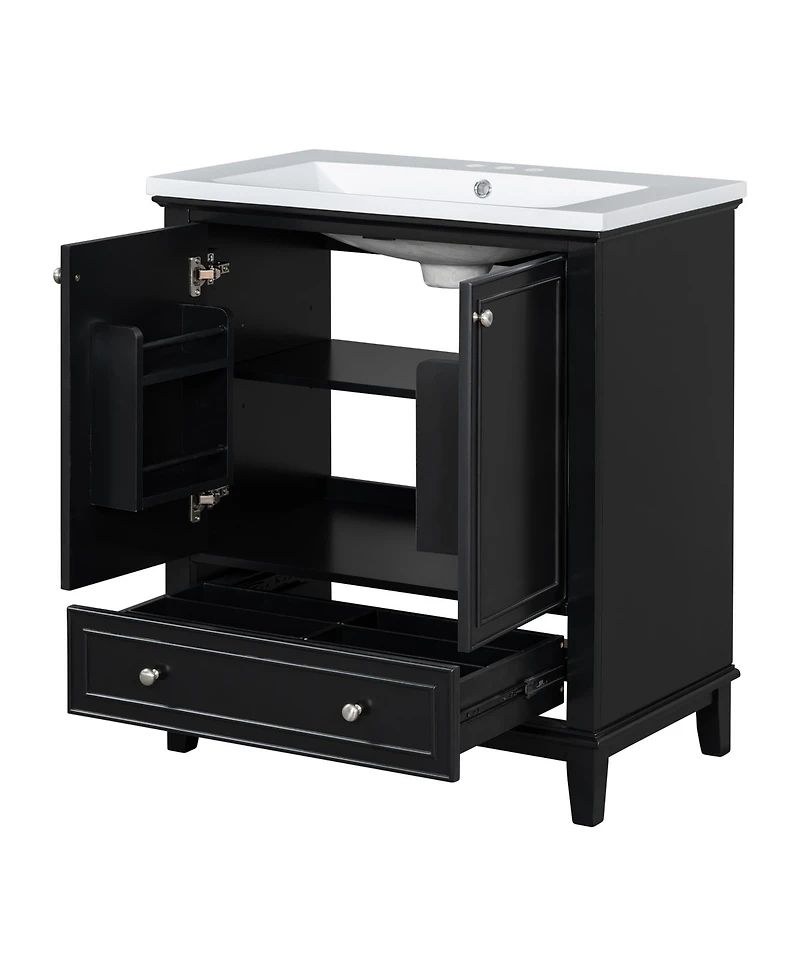 Streamdale 30" Black Bathroom Vanity Combo Sink, Cabinet, Doors, Drawer