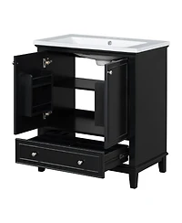Streamdale 30" Black Bathroom Vanity Combo Sink, Cabinet, Doors, Drawer