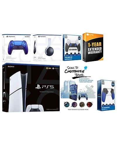 Sony Playstation 5 Slim Digital with Pulse Headset, Extra Volcanic Red Controller, Trigger Stop Kit