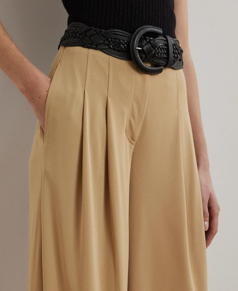 Lauren Ralph Women's Pleated Stretch Jersey Wide-Leg Pants