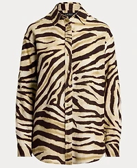Lauren Ralph Women's Relaxed-Fit Zebra-Print Linen Shirt