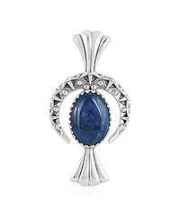 Sterling Silver Sodalite Fritz Casuse Squash Blossom Naja Crescent Moon Pendant Enhancer