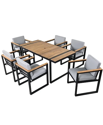 Mondawe 7 Pieces Outdoor Dining Set Patio Dining Table and Chair Set