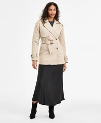 Jou Juniors' Double-Breasted Belted Trench Coat