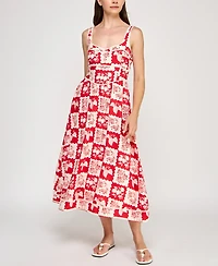 Planet Gold Juniors' Floral-Print Pom Pom-Trim Dress
