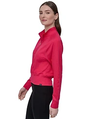 Dkny Sport Women's Space-Dyed Half-Zip Raglan-Sleeve Top