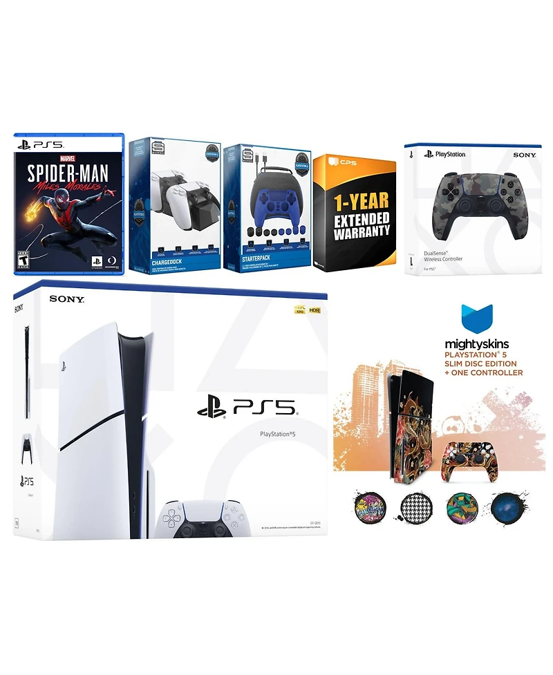 Sony Playstation 5 Slim Disc with Spider-Man: Miles Morales, Extra Controller, Gamer Kit