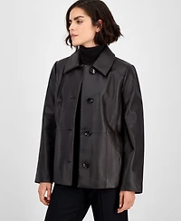 Anne Klein Women's Single-Breasted Leather Coat