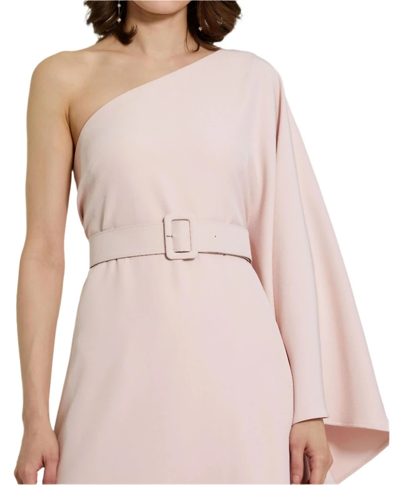 Mac Duggal Women's Crepe One Sleeve Belted Kaftan Dress
