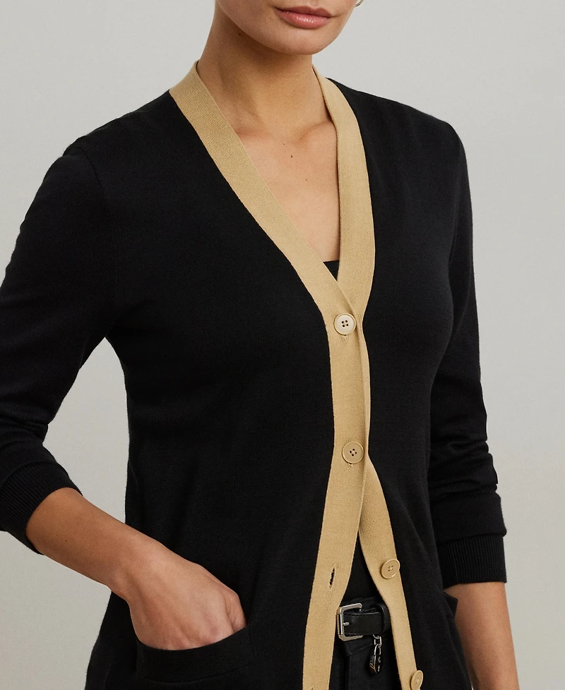 Lauren Ralph Women's Two-Tone Cotton-Blend Cardigan