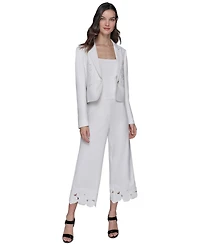 Karl Lagerfeld Paris Women's Cropped Embroidered Blazer