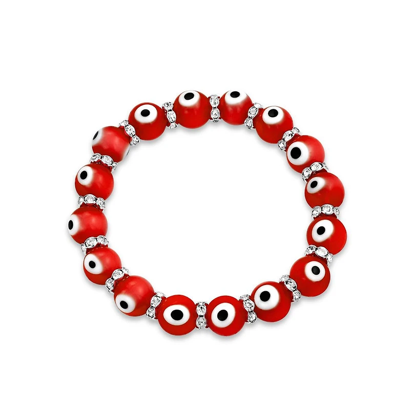 Bling Jewelry Set of 2 Turkish Glass Bead Evil Eye Stretch Bracelet with Crystal Spacers