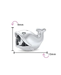 Bling Jewelry Set of 2 Nautical Ocean Whale Charm Bead Glass Oxidized Sterling Silver