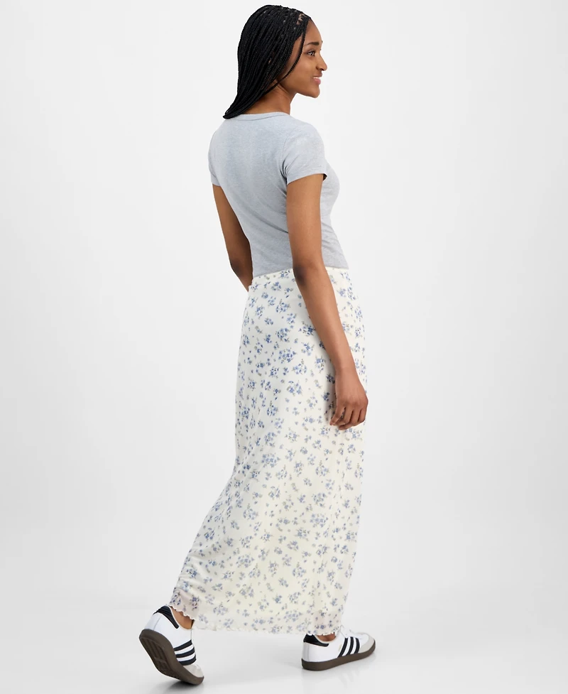 Hippie Rose Juniors' Floral-Print Maxi Skirt