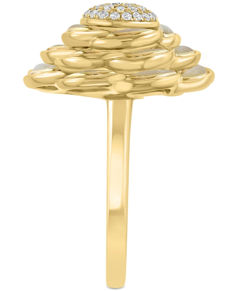 Effy Mother of Pearl & Diamond (1/5 ct. t.w.) Flower Statement Ring in 14k Gold