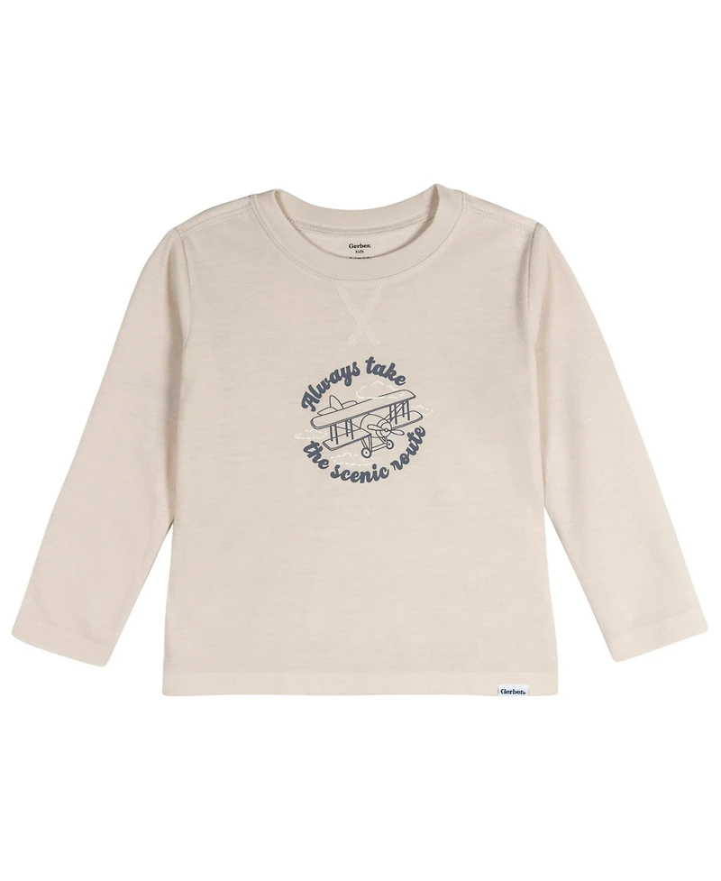 Gerber Toddler Boys 2-Piece Comfy Long Sleeve Top and Pajama Pant Set