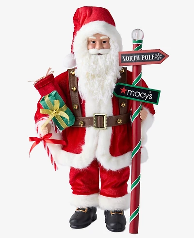 Holiday Lane Heritage Caucasian Santa With Sign Post, Macy's Exclusive