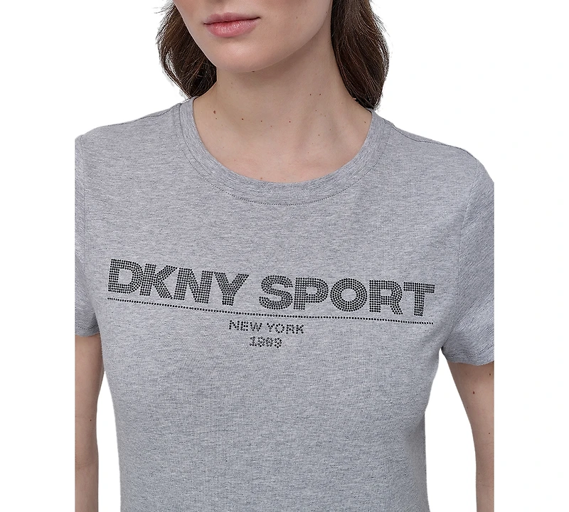 Dkny Sport Women's Cotton-Blend Rhinestone-Logo T-Shirt