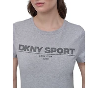 Dkny Sport Women's Cotton-Blend Rhinestone-Logo T-Shirt