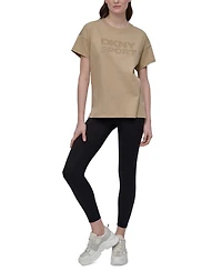 Dkny Sports Women's Rhinestone-Logo Drop-Shoulder T-Shirt