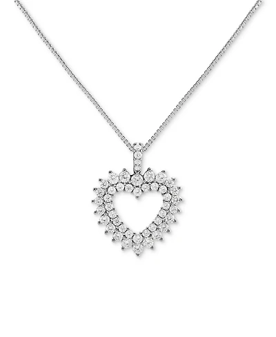 Giani Bernini Cubic Zirconia Cluster Heart Pendant Necklace in Sterling Silver, 18" + 2" extender, Exclusively at Macy's