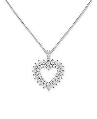 Giani Bernini Cubic Zirconia Cluster Heart Pendant Necklace in Sterling Silver, 18" + 2" extender, Exclusively at Macy's