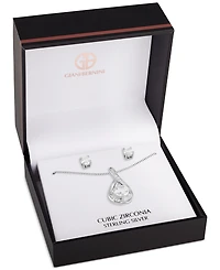 Giani Bernini Cubic Zirconia Infinity Pendant Necklace & Solitaire Stud Earrings in Sterling Silver, Exclusively at Macy's