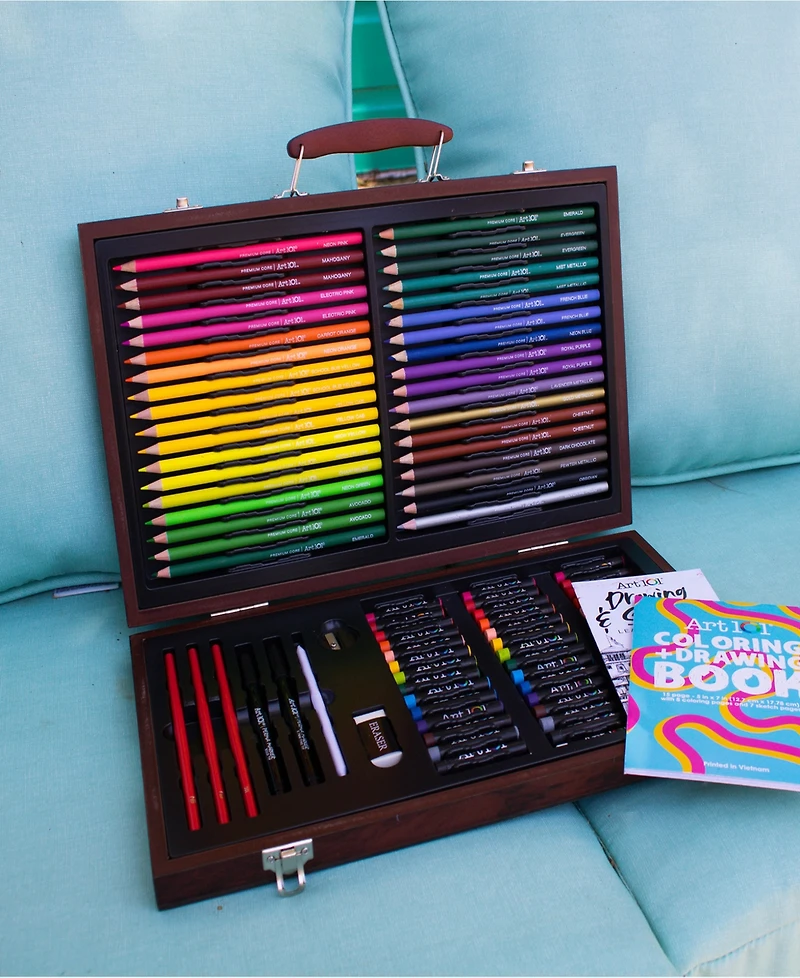 Art 101 Draw Color Wood Art Set, 106 Pieces
