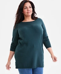 Style & Co Plus Solid Long-Sleeve Sweater, Macy's Exclusive