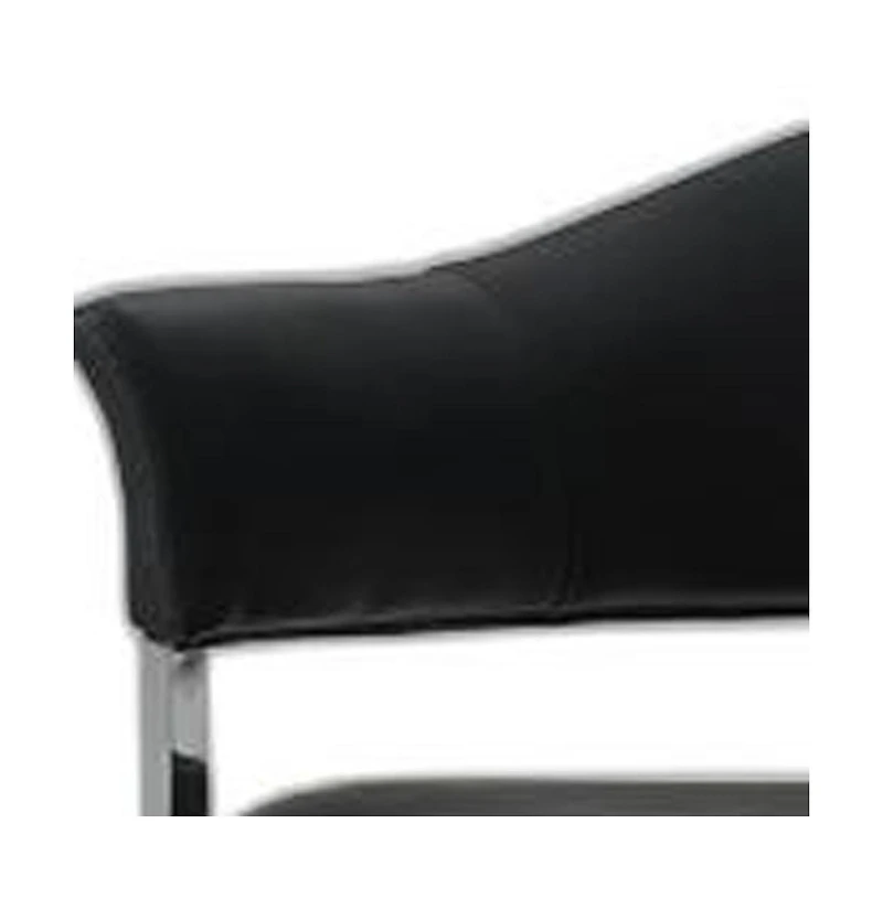 Upholstered Faux Leather Open Back Dining Arm Chair