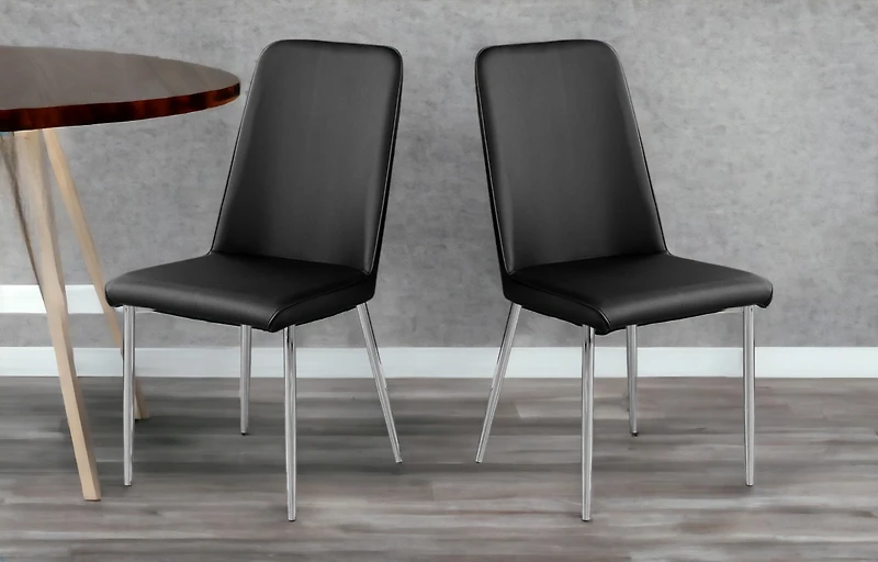 Set of Two Upholstered Faux Leather Dining Chairs for Modern Home Interiors