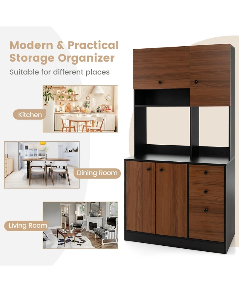 Kitchen Pantry with 3 Storage Cabinets and Deep Drawers – Stylish Functional for Your
