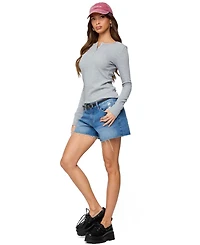 Edikted Women's Helaine Waffle Henley T Shirt