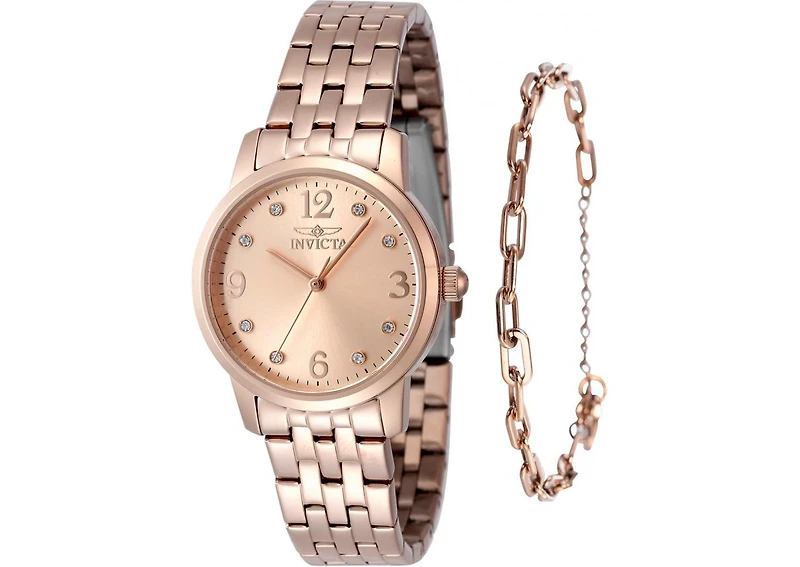 Invicta Women's 48257 Angel Quartz 3 Hand Rose Gold Dial Watch
