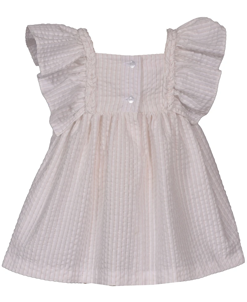 Bonnie Baby Girls Flutter Sleeve Seersucker Dress