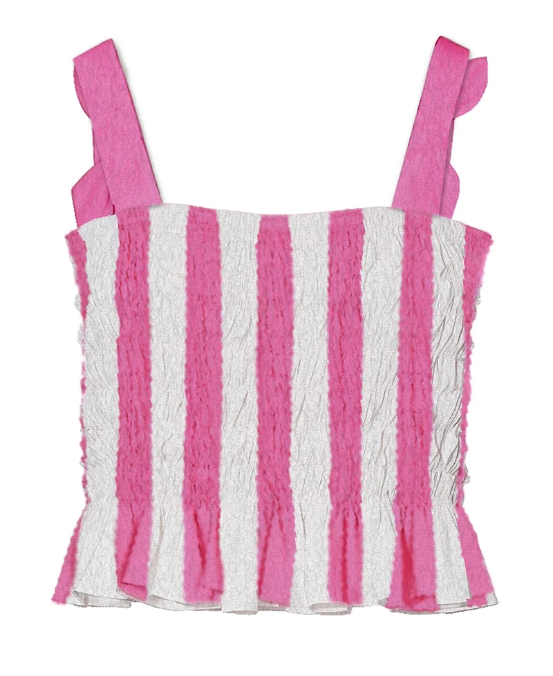 Disney Toddler and Little Girls 2-Piece Stitch Embroidered Stripe Top Skirt Set