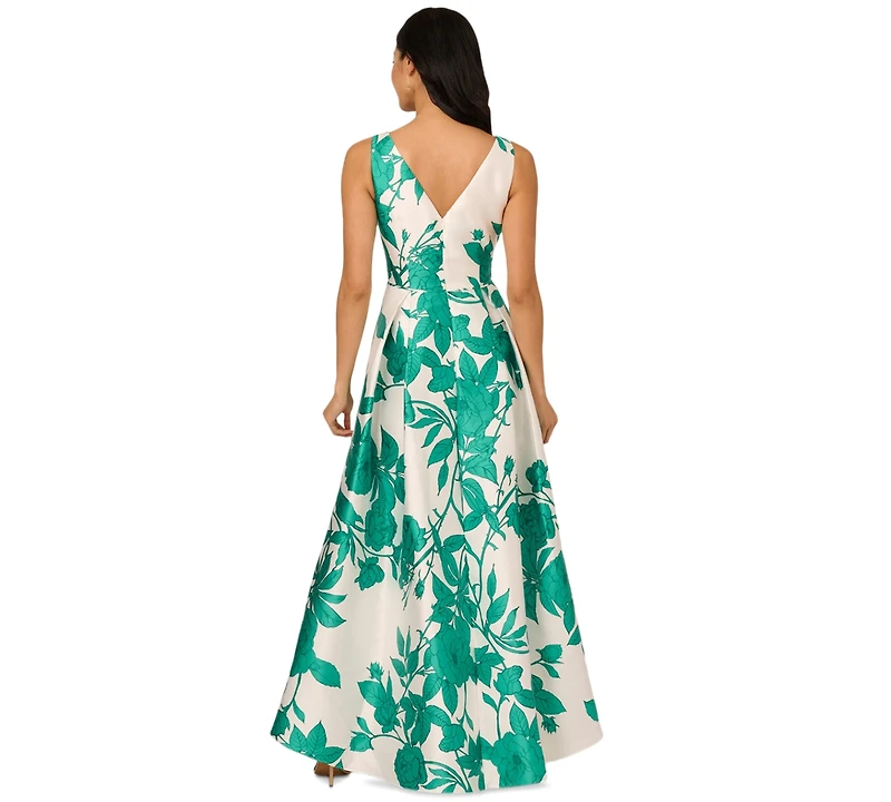 Adrianna Papell Women's High-Low Floral-Print Gown
